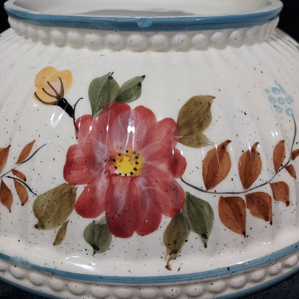 Royal Norfolk Red Yellow Flowers All Season 11"D Bowl Not Perfect - Picture 4 of 8